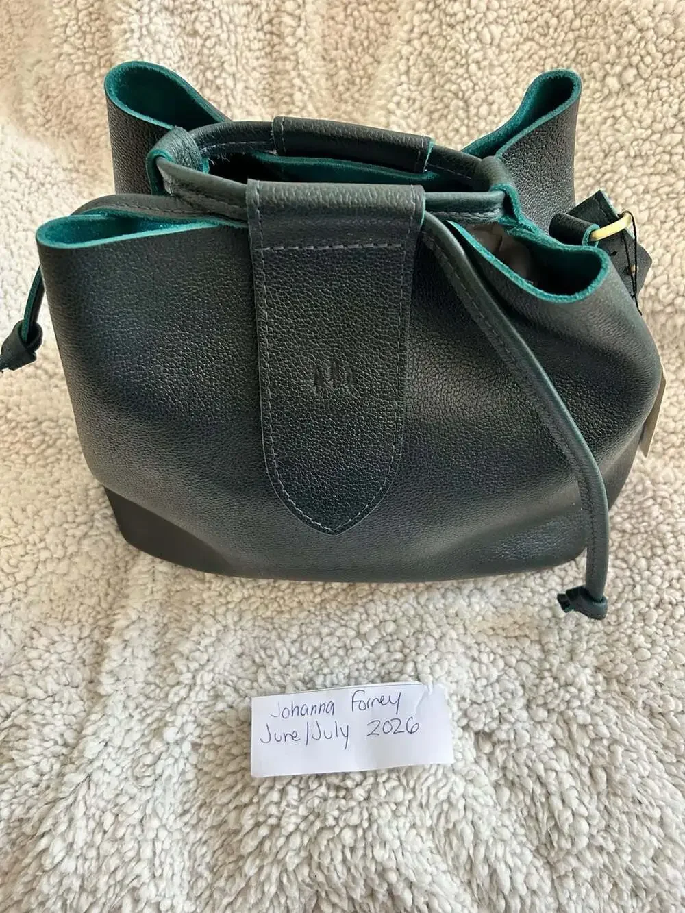 BNWT- Portland Leather Goods Firefly Bucket Bag in Boreal Green- PREMIUM